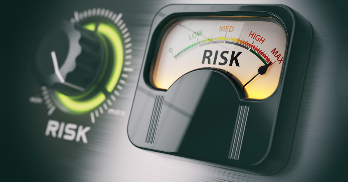 risk-mitigation-for-marijuana-businesses A knob is turned to the highest level and a meter reads at the highest level depicting the high-risks of doing business in the Marijuana Industry and showing how important it is to learn how to mitigate risk in the Marijuana Industry.