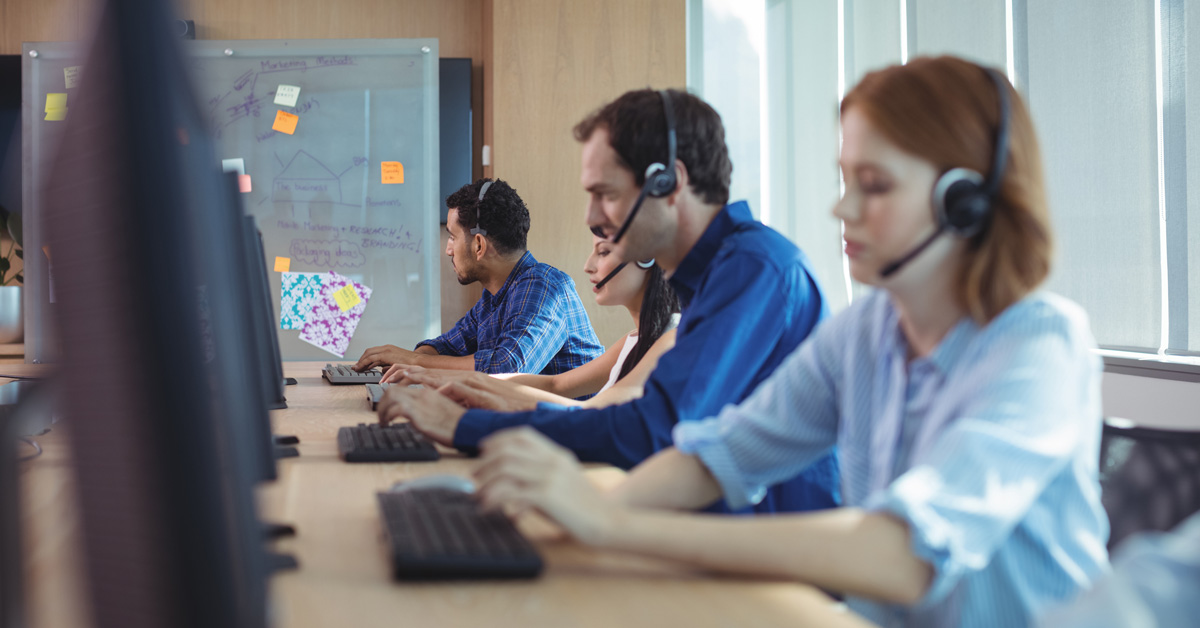 Professional collection agents work in a call center and use debt collection strategies to collect from their clients.